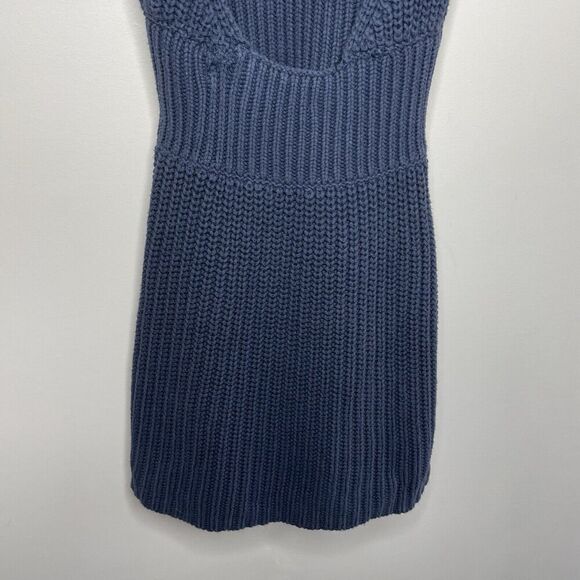 NICHOLAS Halter Dress Women XS Blue Knit Sweater Cotton Blend Mini - Picture 11 of 14